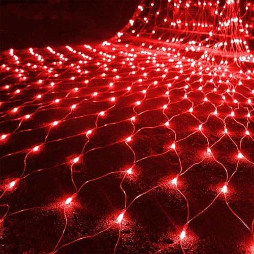 SUAVER Catena luminosa a LED, impermeabile, alimentata a batteria, decorazione natalizia, per albero di Natale, prato, cespugli (rosso, 1,5 x 1,5 m)