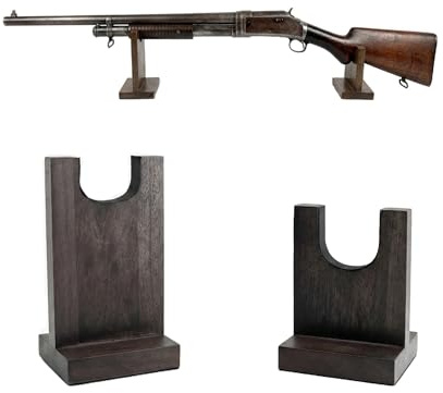 Clearco Ebony Rustic Wood Gun Display Stands, display stands for rifles, long guns, firearms, weapons and collectables, for Displays, Shows, and Exhibits.