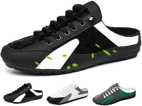Sneakers da uomo senza schienale, nuove pantofole sportive da uomo senza lacci, pantofole sportive da uomo e slip on, scarpe da ginnastica senza schienale a metà trascinamento, Nero , 44 EU