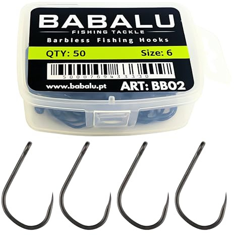 Anzuelos de Pesca sin Rebarba BB02-50 Unidades en Acero de Alto Carbono (#4)