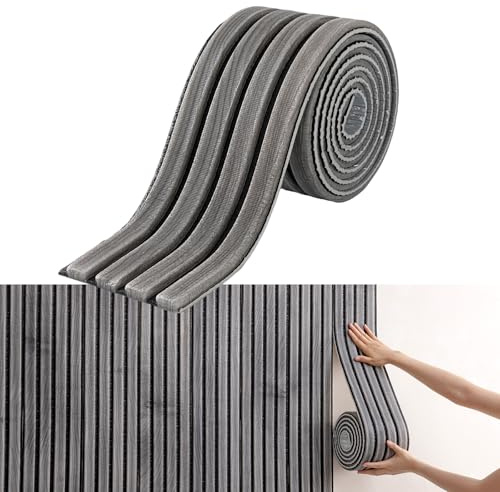 Tokenhigh Panneaux muraux rembourrés anti-collision - 16 x 280 cm - Autocollants muraux rembourrés - Coussin mural en mousse à décoller et coller - Protections d'angle de sécurité pour meubles (gris)