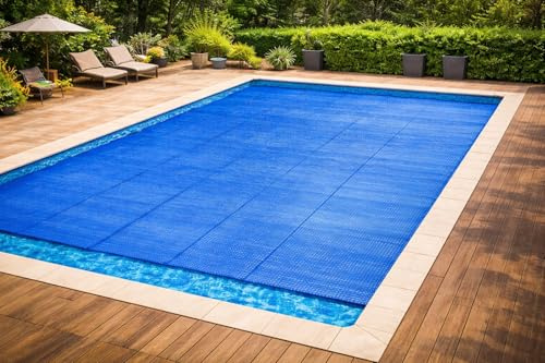 EDG by AQUALUX International Bâche Solaire Premium 800x400 cm Rectangulaire Bordée Périmètre 400 Microns Bleu Couverture Piscine 8x4m