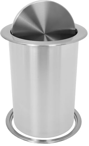 BESPORTBLE Cubo de Basura Empotrado para Encimera de Acero Inoxidable Tapa Abatible Redonda Set de 3 Piezas Adecuado para Cocina Oficina y Hotel Papelera Incorporada para Residuos