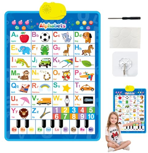 Poster educativo 'alfabeto | Lavagna elettronica 'alfabeto musicale con numeri, lavagna interattiva da parete per bambini in età prescolare