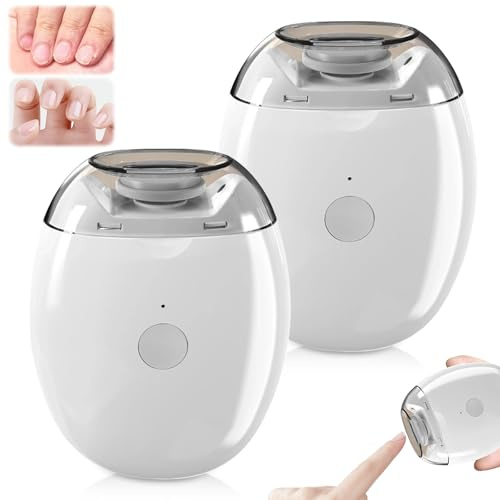 Ruichi 2PCS Electric Nail Grinder, Electric Nail Trimmer with LED Light & 3 Speeds, Smart Finger Nail Grinder for Gentle Nail Care, Automatic Nail Clippers, USB Rechargeable for Baby, Adults