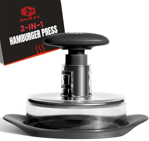 ANJUKE Burger Press 2-in-1 | 1/4 & 1/2 lb Patty Maker | Non-Stick Hamburger Mold for BBQ Grilling | Made Without BPA | Dishwasher Safe | Black