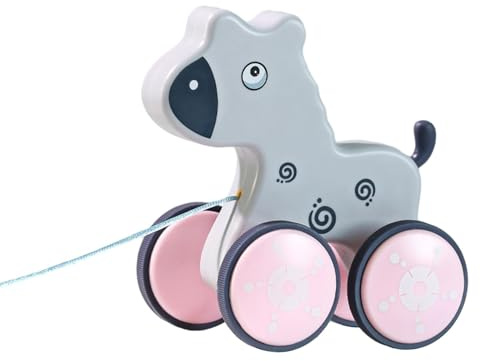 DuskHaven Giocattolo Da Tirare, Giocattolo Da Passeggio a Forma di Cartone Animato con Cordino per Le Vacanze, cavallo, Taglia unica