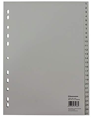 Soennecken Registre 1-54,Complète Hauteur,pour : Din A4, 22,5 X 29,7 cm (B X H ), 11fach Perforation, 2 Processus, Polypropylène, 0,115 mm, Gris