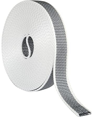 Amig - Cinta para Recogedor de Persianas Enrrollables - Cuerda de Repuesto para Carrete de Persiana de Toque Suave y Rígido - Resiste Rayos UV y Abrasión - Color Blanco/Gris - Medidas 22 mm x 6 m