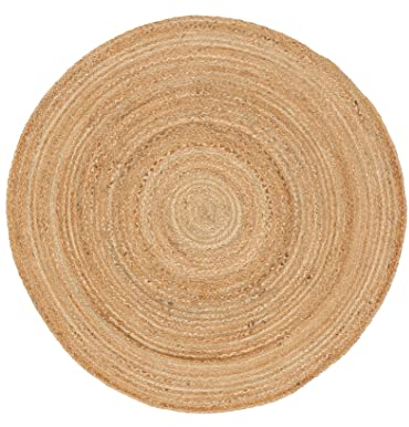 carpetfine Juteteppich Nele Beige handgewebt aus Jute Ø 150 cm | Naturfaserteppich Rund im Boho Style für Wohnzimmer, Küche und im Flur