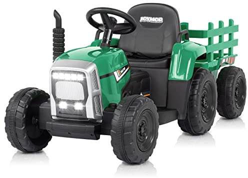 JOYMOR Ride on Tractor with Remote Control, 25W Motors Electric Tractor with Trailer for Toddler, 12V Battery Powered Ride on car Toy for Boys and Girls