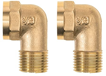 DuraSteel Wall Mount Faucet 90-Degree Elbow - Commercial Kitchen Faucet Space Saving Backsplash Kit - Heavy Duty 1/2 IPS Female x 1/2 IPS Male Brass Fitting, Pack of 2