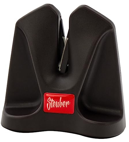 Steuber PREMIUM LINE Messerschärfer Messerschleifer für alle Küchenmesser, mit Anti-Rutsch-Boden auch für Wellenschliff