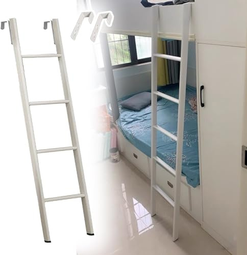 Échelles de Lit Échelle de Lit Superposé en Métal avec Crochets, Échelle Blanche de Couchette de Rv pour L'école à La Maison de Dortoir, Échelle de Lit Simple Réglable/ Échelle de Montée Courte, Échel