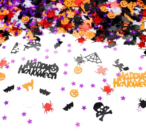 Coriandoli di Halloween, decorazione per Halloween, decorazione con streghe, zucca, pipipistrello, stelle, gatto, ragnatele, decorazione per Halloween, decorazione da tavolo per Halloween, decorazione