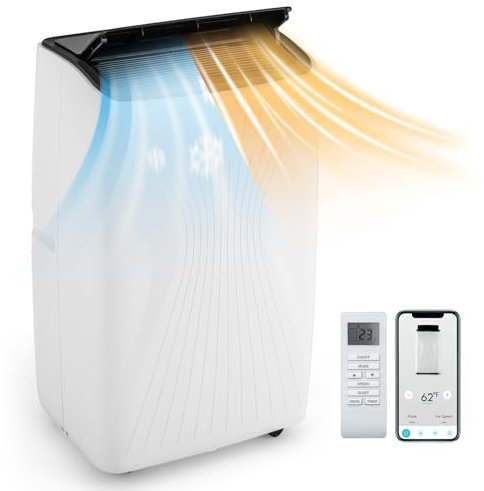 HOMFME 6 in 1 Portable Air Conditioner, 12000 BTU Air Conditioning Unit with Heater, Dehumidifier, 3 Speeds Fan, Mobile Remote Control Air Cooler with WIFI Smart App, Automatic, Sleep Mode, 24H Timer