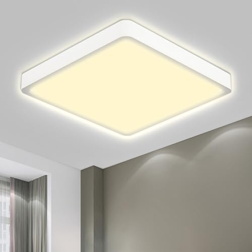 LQWELL® LED-taklampa, IP44 vattentät badrumslampa fyrkantig platt 24W 3000K 2500LM Modern enkel lampa tunn för vardagsrum sovrum kök kontor, 300 * 25mm