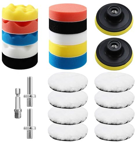 Lot de 23 tampons de polissage de 80 mm pour voiture, embouts de polissage pour visseuse sans fil, pour polisseuse sans fil, pour polisseuse, meulage, cirage (80 mm - Lot de 23)