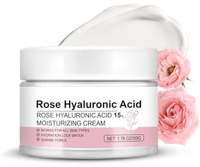 Rose Deep Hydration Face Cream, Natural Hydrating Moisturizing,Moisture Cream with Rose Water and Hyaluronic Acid For Normal to Dry Skin 50g