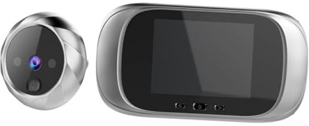 PartyKindom 90grado Spioncino Digitale Con Telecamera Wide Angle Campanello Smart Con Foto Automatica e Memoria Integrata Standby Fino Giorni Visione Chiara Senza Batteria Argento