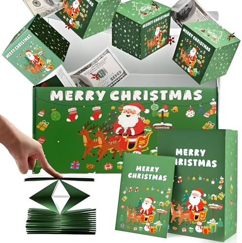 NoxGule Caja Sorpresa Explosiva, Caja Regalo Sorpresa, Explosion Box, Caja de Regalo Navideña con Forma de Dinero, Plegable, con Efecto Explosivo, Ideal para Fiestas, Cumpleaños y Bodas, 16 Piezas