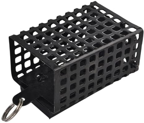 Fyrkantig fiskebait järnbur, fyrkantig fiskeri Tackle Feeder Cage – havskatt, metallfiskfälla – bärbar betesbur, fiskerulle och , korg för sötvatten och saltvatten