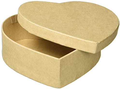GLOREX Scatola a Forma di Cuore, in Cartone, Naturale, 12 x 12 x 3,8 cm