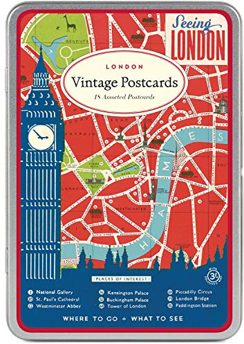 Cavallini - Carte Postale - London - Tin of 18 Postcards - 9 Designs/2 Per Design