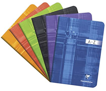 Clairefontaine 3549C Vokabel Registerbuch A5 liniert, 1 Mittelstrich, 48 Blatt, farbig sortiert