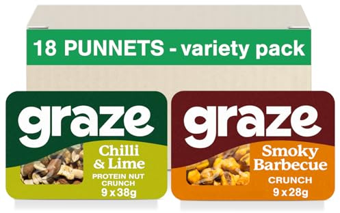 Graze - Vegan Savoury Snacks, High in Protein & Fibre - Packaging may vary - (BBQ and Chilly & Lime)