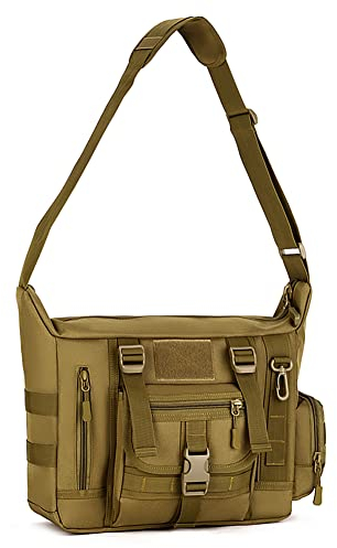HUNTVP Messenger Bag, Tactical Cross Body Laptop Bag Men Military Shoulder Bags for Men Women Work Travelling Camping Hiking Outdoor (Brown)