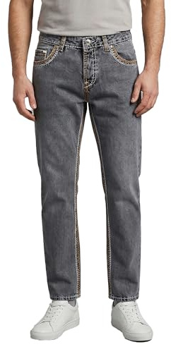 Rock Creek Herren Jeans Hose Comfort Fit Dicke Nähte Jeans Herrenjeans Herrenhose Denim Stonewashed Basic Weites Bein Raw RC-2168 Dunkelgrau W42 L34