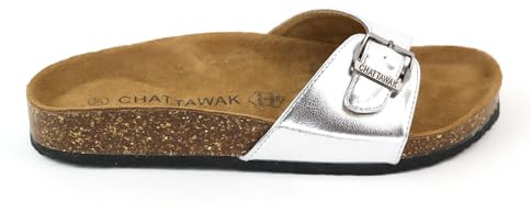 Chattawak Femme, Mule Confort Opaline Argent, 40