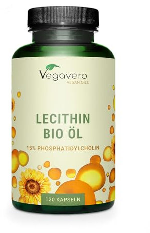 Sunflower Lecithin Vegavero® | 1800 mg di Pura Lecitina di Girasole | Per la Salute Cardiovascolare | Senza Additivi | Testato in Laboratorio | 120 Capsule | Vegan