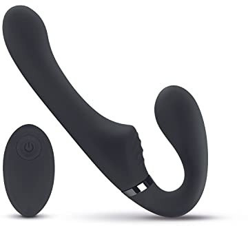 No-Parts - Consolador vibrador sin tirantes Avery con correa - con control remoto inalámbrico - 22 cm/ 8.5 negro