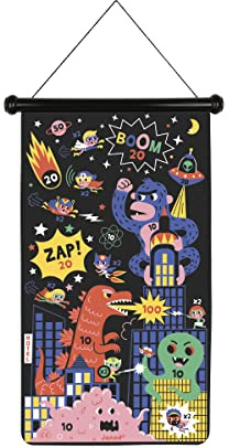 Janod - Gioco di Freccette Magnetico Supereroi - 6 Freccette Magnetiche in Plastica - Gioco in Tessuto a Due Lati - dai 4 Anni, J02090