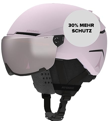 ATOMIC Savor Visor JR Skihelm mit Visier - Lavender - Größe S - Für Kinder & Jugendliche - Max. Stoßdämpfung - Active Aircon Belüftung - Brille mit High End-Verspiegelung