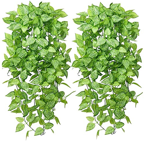 GIGIIS 2 Pièces de Plantes Artificielles 105cm Faux Lierre Artificielles Vertes Utilisées pour Salon Appartement Salle de Bain Cuisine Balcon