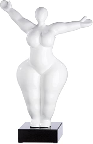 Casablanca Moderne Deko Skulptur XL Figur Frau Lady - Design Statue weiß glänzend - Höhe 54 cm
