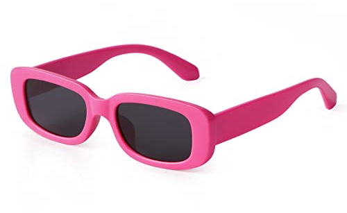 ADEWU Gafas de sol estrechas para mujer y hombre, rectangulares, estilo retro de los 90, protección UV, estilo vintage, A-rosa