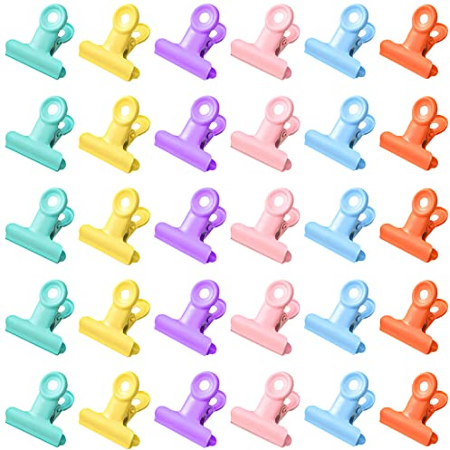 UTMACH 30 Pezzi Colore Bulldog Clips Piccole Raccoglitore in Metallo Clip Multiuso in Metall Binder Clips 31mm per Foto Ufficio Scuola e Famiglia(6 Colori)