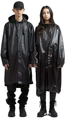 LEBEXY Regenponcho Damen Regencape Herren mit Kaputze | Regenjacke festival Regenmantel | Regenbekleidung Regen Poncho Cape Wandern Radfahren, EVA Wiederverwendbar Atmungsaktiv, 2 Stück, Schwarz