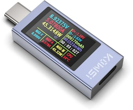 YOJOCK Tester USB C Multimetro Digitale 4-30V 0-12A USB Voltmetro Volt Amperometro, Tester di Tensione e Corrente Rilevatore Carica Batteria Caricabatterie USB Tester Elettrico (USB C Tester)