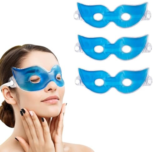 3 Pezzi Maschera Gel per Occhi, Maschera Ghiaccio Occhi a Caldo e Freddo, Maschera Occhi Gel Freddo Riutilizzabile per Occhi Gonfi, Occhi Stanchi, Mal di Testa, Occhiaie, Emicrania