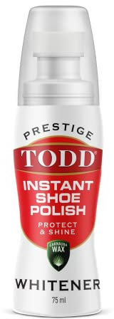 TODD Prestige Premium Sneaker and Shoe Whitener | 75ml - Super White | White Colour Restorer for Sneaker, Trainers, Canvas & Leather Shoes | 75ml Bottle with Sponge