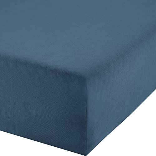 Erwin Müller Boxspringbett-Spannbettlaken Freising Elasthan-Jersey-Stretch - Rauchblau Größe 90x190 cm - 100x220 cm - dehnbar, antipilling, bügelfrei, Rundumgummi