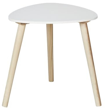 HOME DECO FACTORY - HD0498, Table d'appoint Shelly - Design Moderne et Compact - Idéale pour Petits Espaces - Pieds en Bois - Dimensions 38x40 cm - Couleur Blanche
