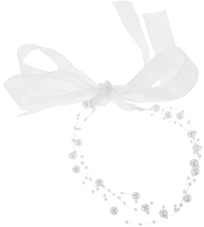 Veemoon bandeau de perles -tête en perles et dentelle bandeaux de cheveux pour les mariées collier superposé de collier multi pour femme Plastique