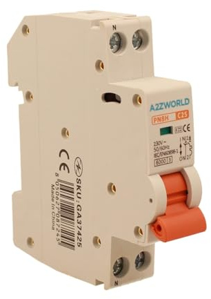 Interruttore Magnetotermico 25A C25, 1P+N 6kA Curva C, Slim Solo 1 Modulo DIN 220V AC, Certificato IEC60898-1, Serie PN8H