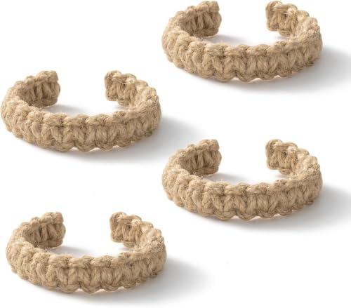 TopHomer 4-pack Raffhållare för gardiner av hampa & bomullsrepp | Gardinerhållare för vardagsrum & sovrum | Boho-dekoration (brun hemptråd)